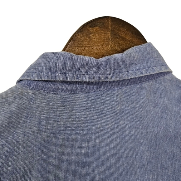 Chico's linen blue 3/4 sleeve button shirt size medium - Picture 7 of 10
